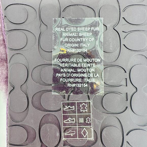 Coach Women's Zennie Signature Shearling Sheep Fur Slippers CM676 Purple Size 7 - Picture 11 of 12